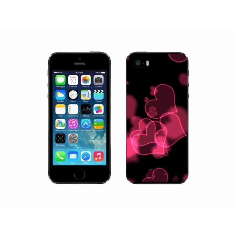 Gelový kryt mmCase na mobil iPhone 5/5s - červená srdíčka