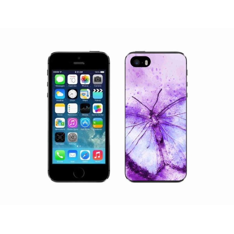 Gelový kryt mmCase na mobil iPhone 5/5s - fialový motýl