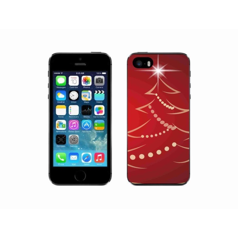 Gelový kryt mmCase na mobil iPhone 5/5s - kreslený vánoční stromek