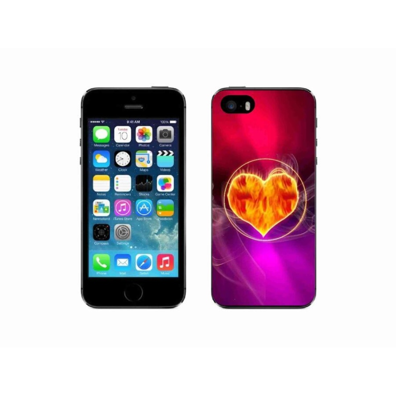 Gelový kryt mmCase na mobil iPhone 5/5s - ohnivé srdce