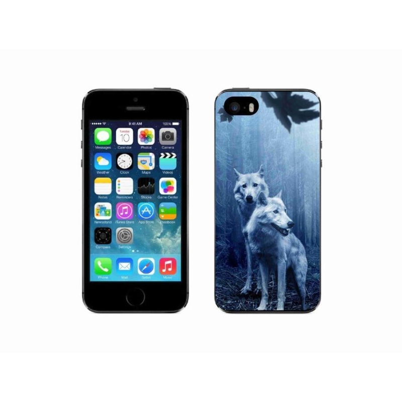 Gelový kryt mmCase na mobil iPhone 5/5s - vlci v lese