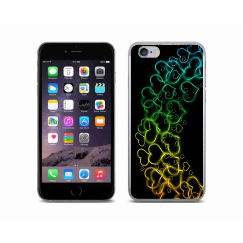 Gelový kryt mmCase na mobil iPhone 6/6S - barevná srdíčka