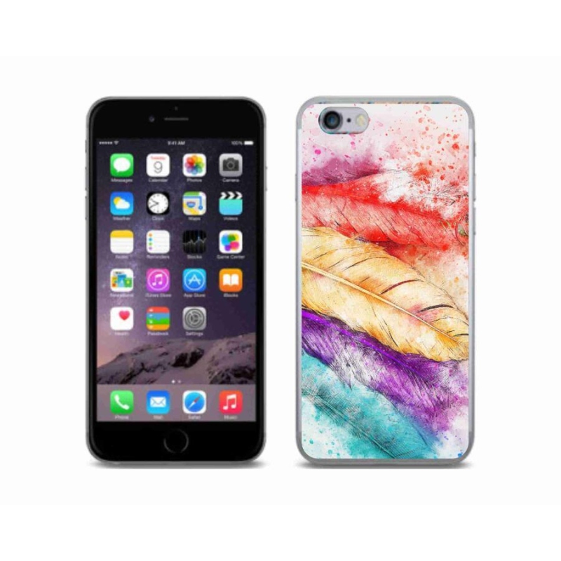 Gelový kryt mmCase na mobil iPhone 6/6S - barevné peří