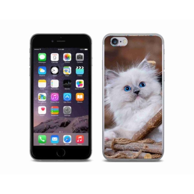 Gelový kryt mmCase na mobil iPhone 6/6S - bílé kotě