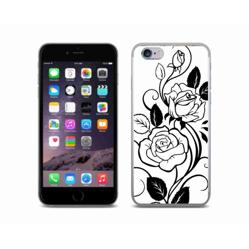 Gelový kryt mmCase na mobil iPhone 6/6S - černobílá růže
