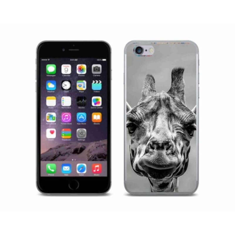 Gelový kryt mmCase na mobil iPhone 6/6S - černobílá žirafa