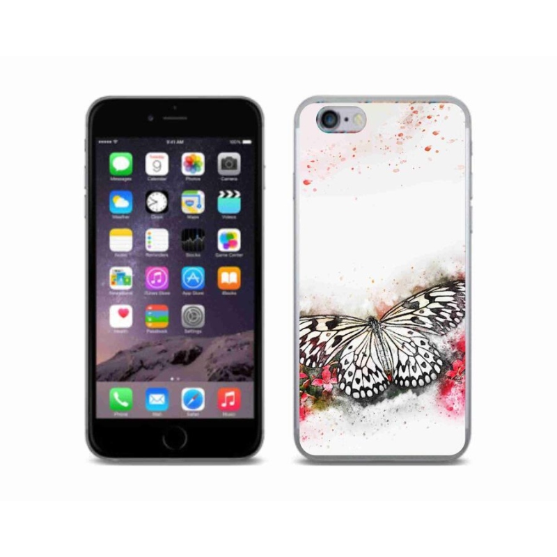 Gelový kryt mmCase na mobil iPhone 6/6S - černobílý motýl