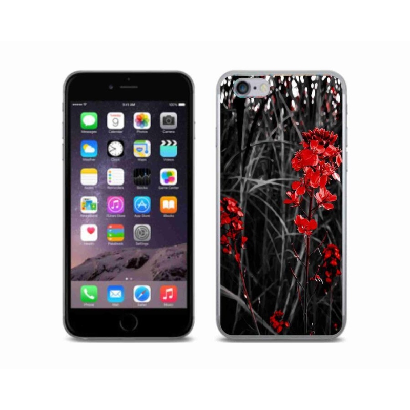 Gelový kryt mmCase na mobil iPhone 6/6S - červená rostlina