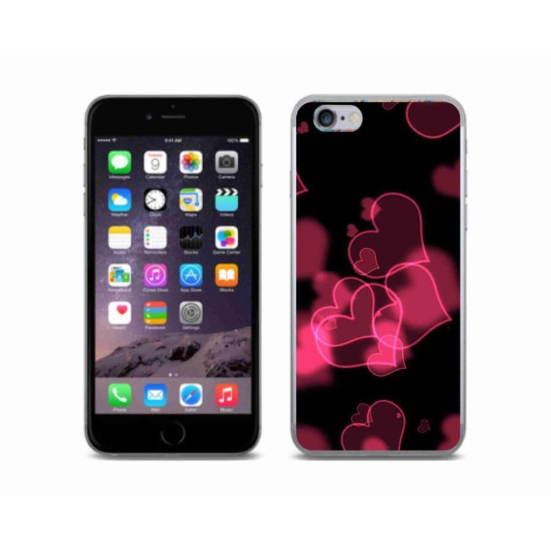 Gelový kryt mmCase na mobil iPhone 6/6S - červená srdíčka
