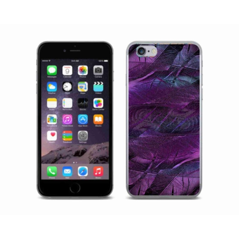 Gelový kryt mmCase na mobil iPhone 6/6S - fialová pírka