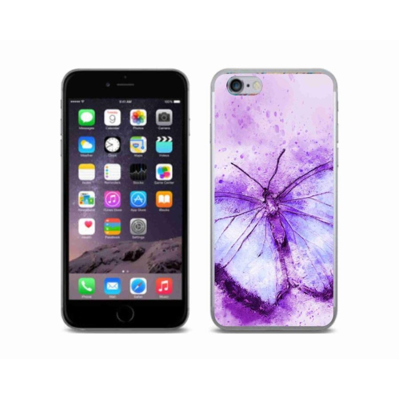 Gelový kryt mmCase na mobil iPhone 6/6S - fialový motýl
