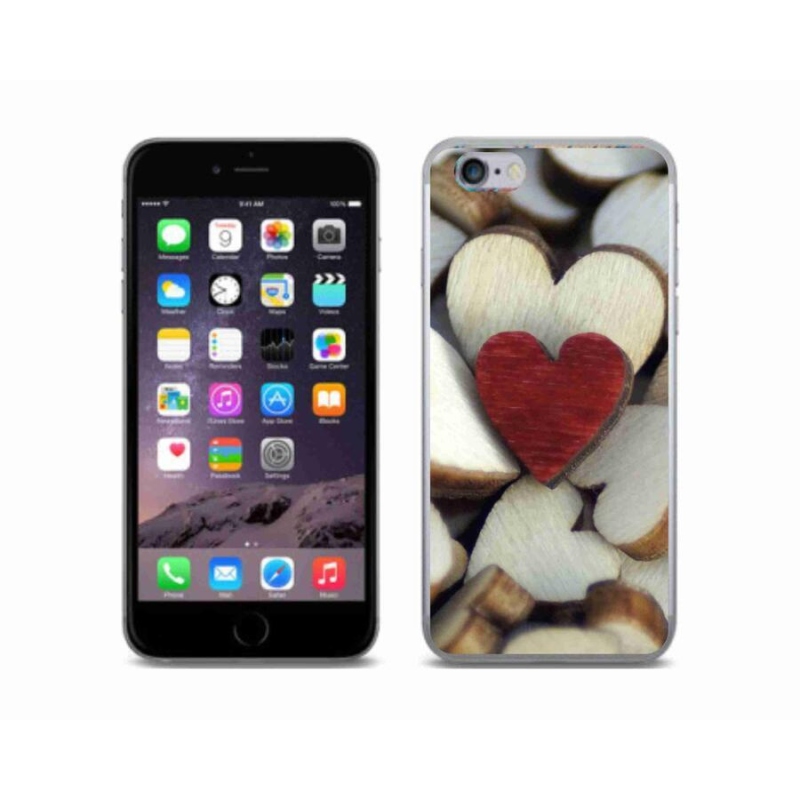 Gelový kryt mmCase na mobil iPhone 6/6S - gravírované červené srdce