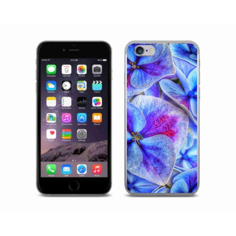 Gelový kryt mmCase na mobil iPhone 6/6S - modré květy 1