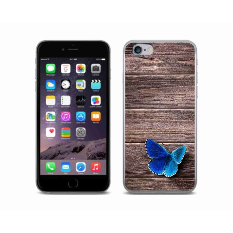 Gelový kryt mmCase na mobil iPhone 6/6S - modrý motýl 1
