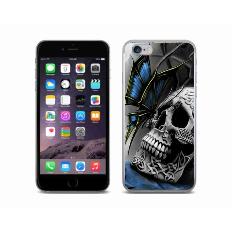Gelový kryt mmCase na mobil iPhone 6/6S - motýl a lebka