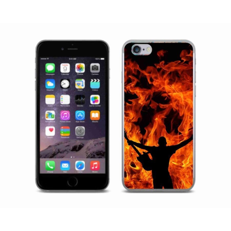 Gelový kryt mmCase na mobil iPhone 6/6S - muzikant a oheň