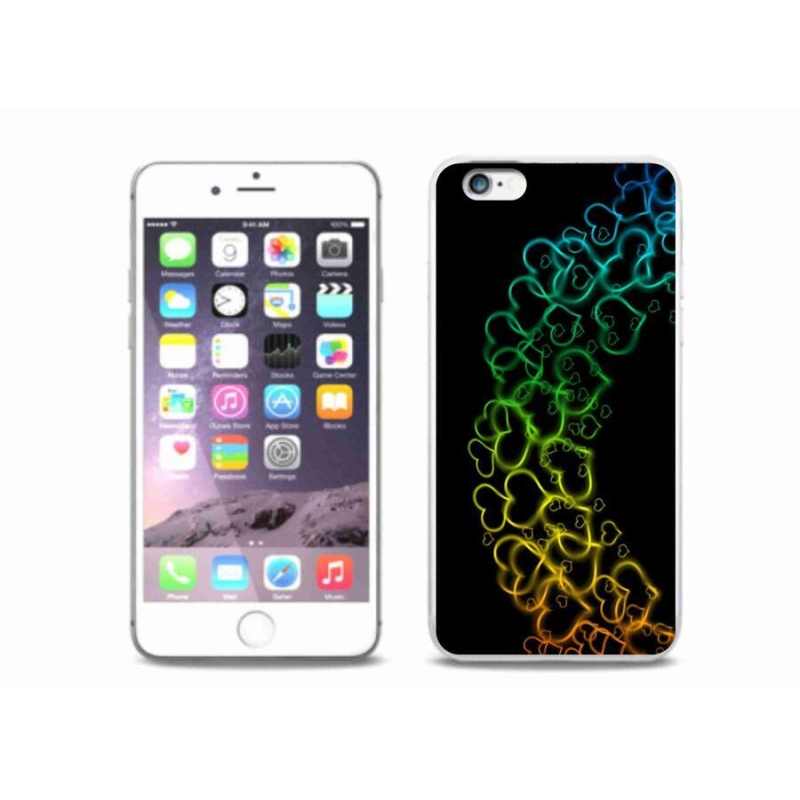 Gelový kryt mmCase na mobil iPhone 6/6S Plus - barevná srdíčka