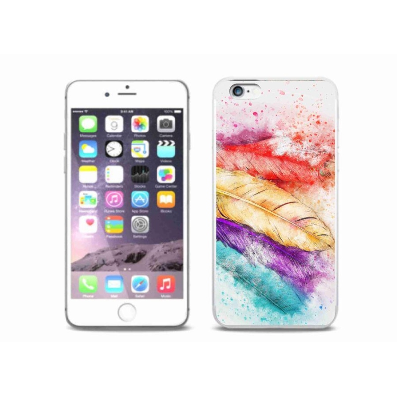 Gelový kryt mmCase na mobil iPhone 6/6S Plus - barevné peří
