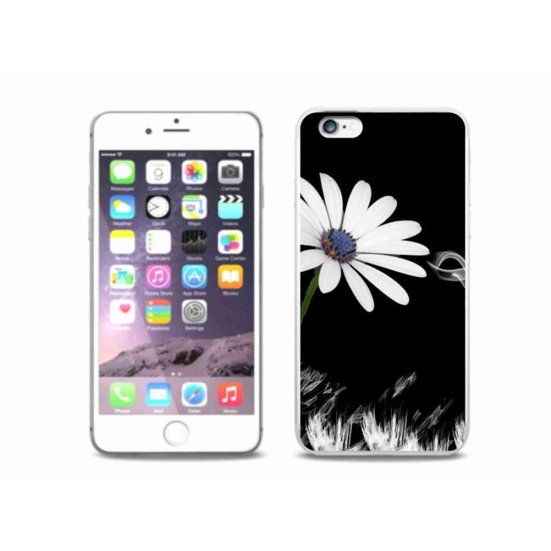 Gelový kryt mmCase na mobil iPhone 6/6S Plus - bílá květina
