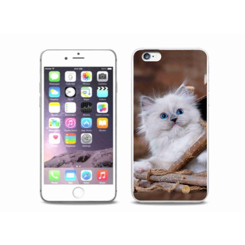 Gelový kryt mmCase na mobil iPhone 6/6S Plus - bílé kotě