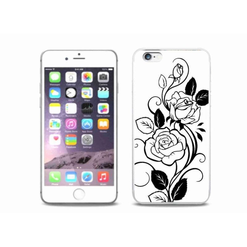 Gelový kryt mmCase na mobil iPhone 6/6S Plus - černobílá růže
