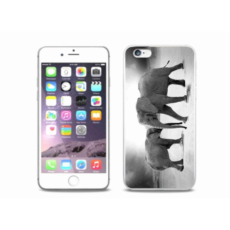 Gelový kryt mmCase na mobil iPhone 6/6S Plus - černobílí sloni