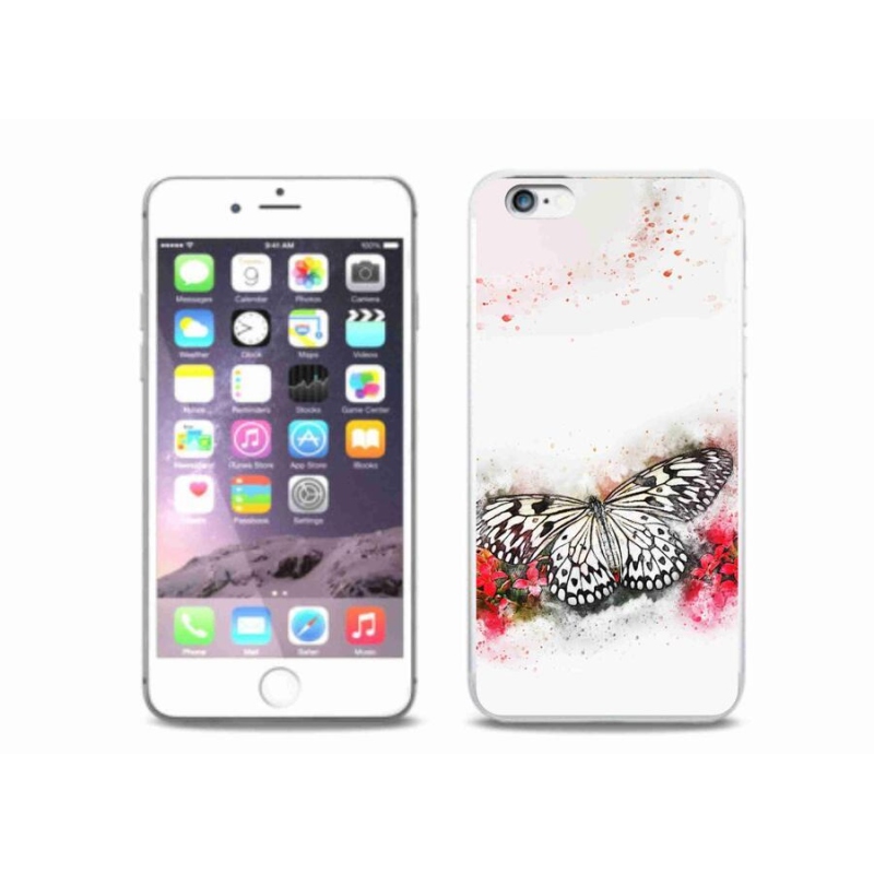 Gelový kryt mmCase na mobil iPhone 6/6S Plus - černobílý motýl