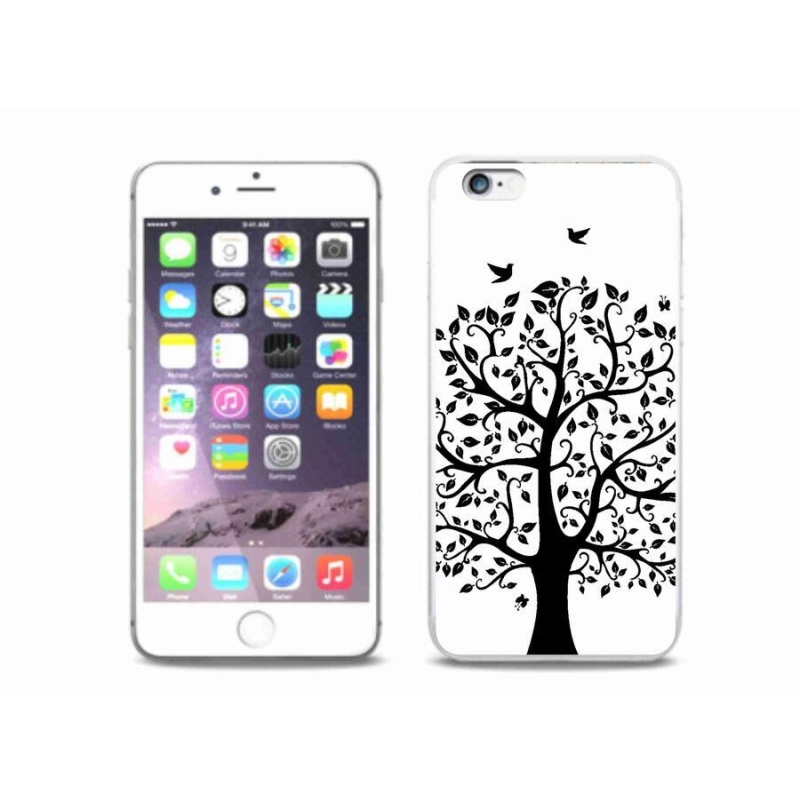 Gelový kryt mmCase na mobil iPhone 6/6S Plus - černobílý strom