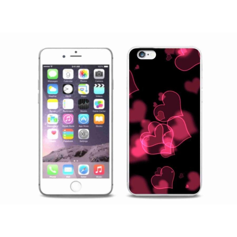 Gelový kryt mmCase na mobil iPhone 6/6S Plus - červená srdíčka
