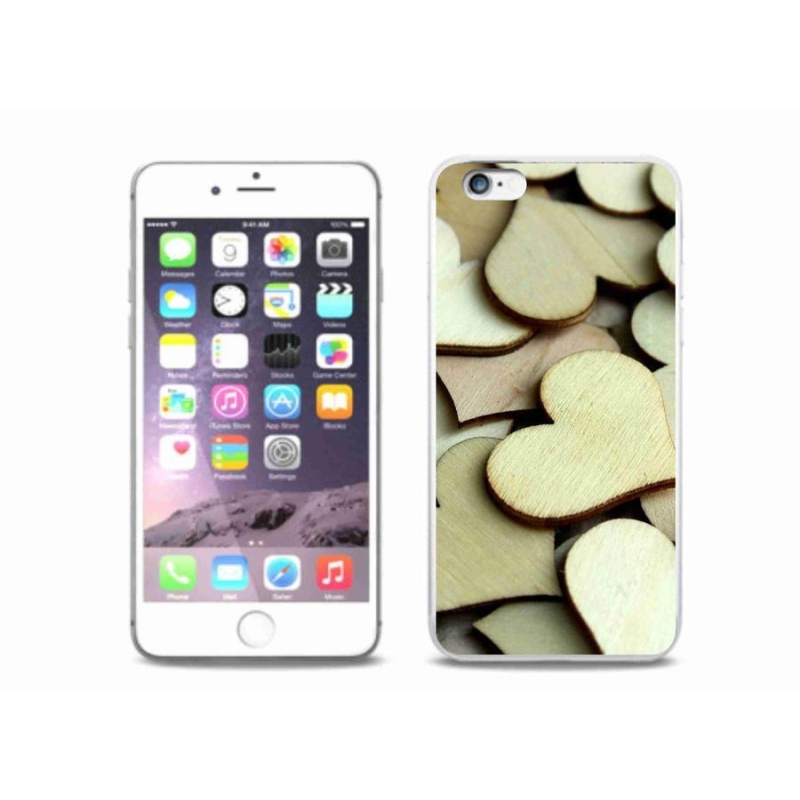 Gelový kryt mmCase na mobil iPhone 6/6S Plus - dřevěná srdíčka