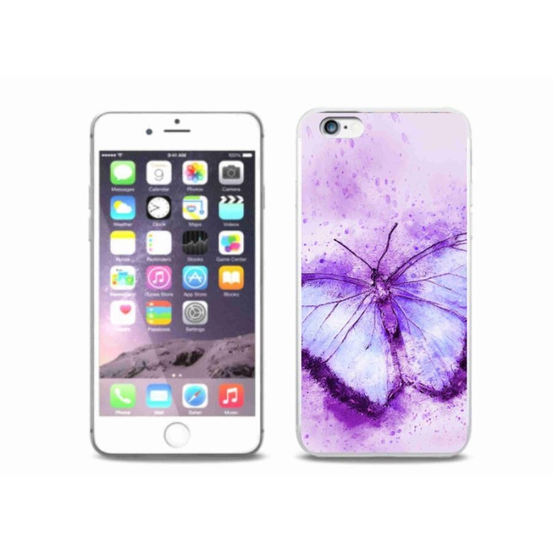 Gelový kryt mmCase na mobil iPhone 6/6S Plus - fialový motýl