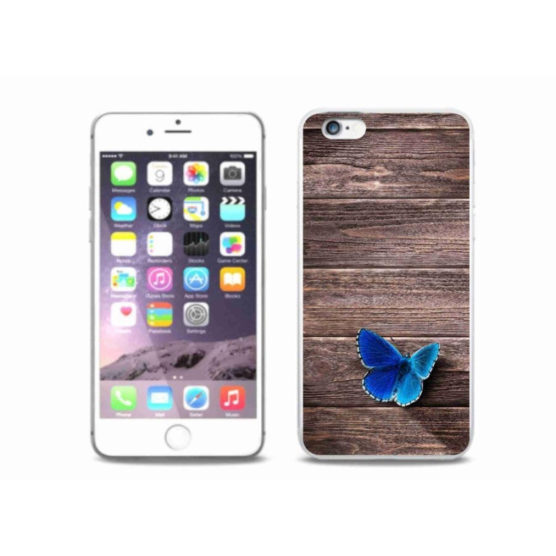 Gelový kryt mmCase na mobil iPhone 6/6S Plus - modrý motýl 1
