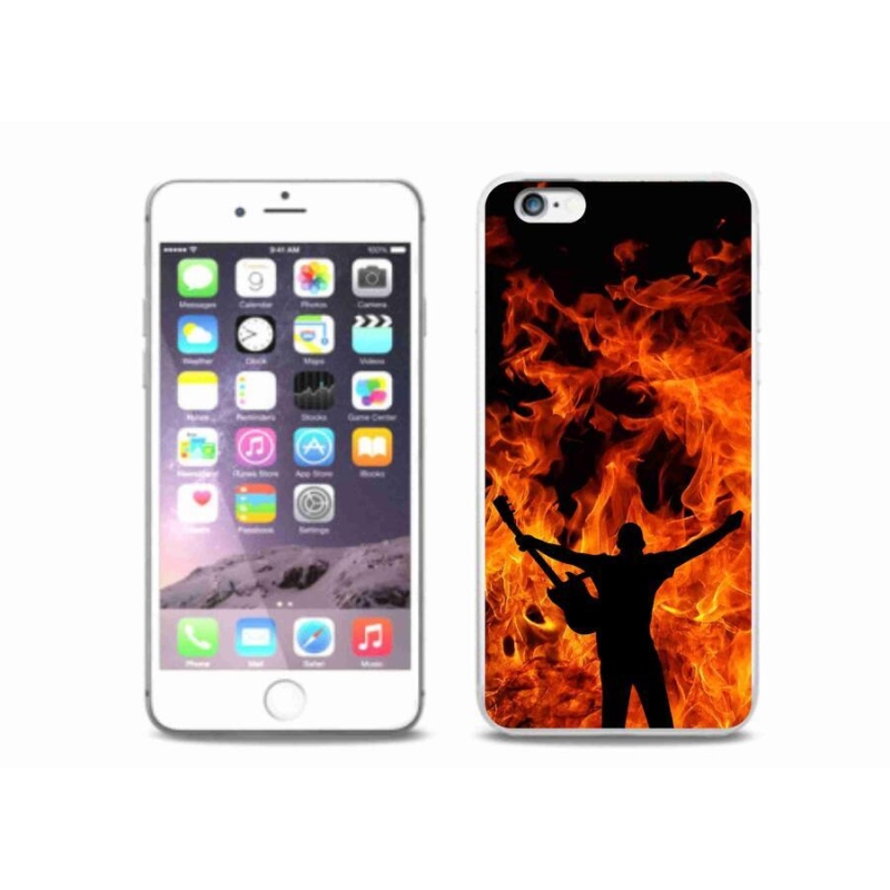 Gelový kryt mmCase na mobil iPhone 6/6S Plus - muzikant a oheň