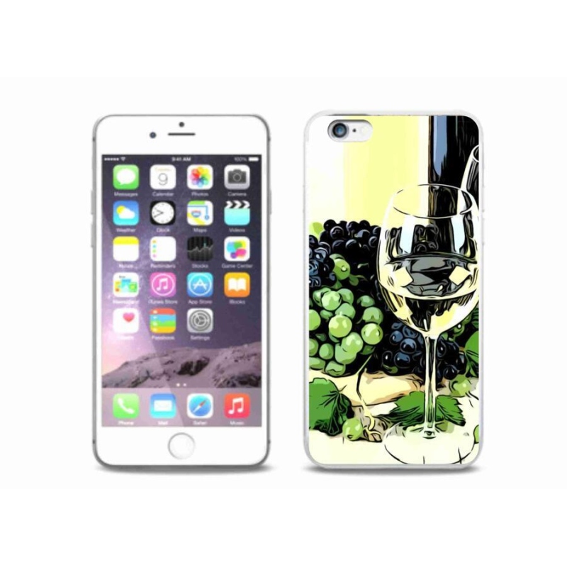 Gelový kryt mmCase na mobil iPhone 6/6S Plus - sklenka vína
