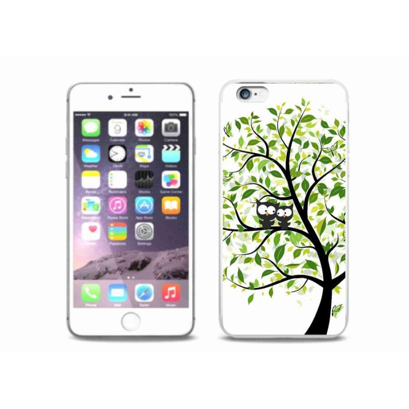 Gelový kryt mmCase na mobil iPhone 6/6S Plus - sovičky na stromě