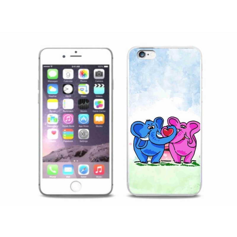 Gelový kryt mmCase na mobil iPhone 6/6S Plus - zamilovaní sloni