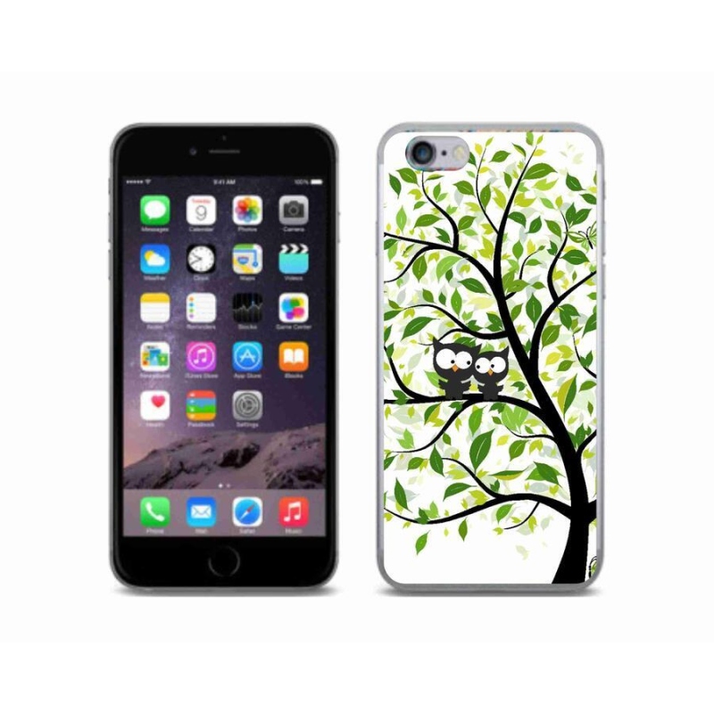 Gelový kryt mmCase na mobil iPhone 6/6S - sovičky na stromě