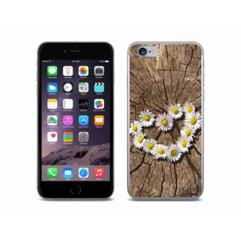 Gelový kryt mmCase na mobil iPhone 6/6S - srdce z kopretin