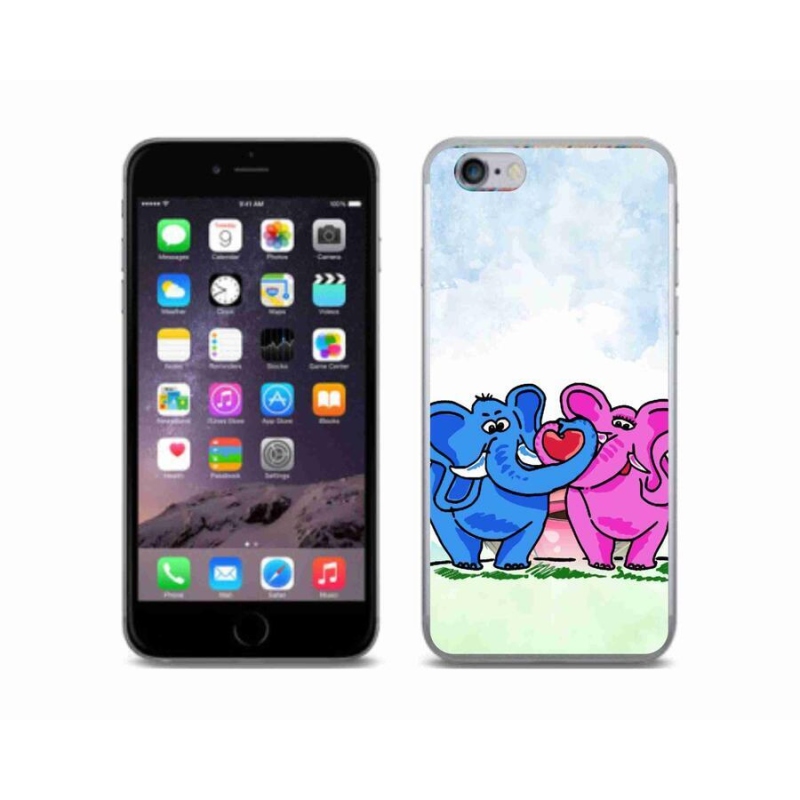 Gelový kryt mmCase na mobil iPhone 6/6S - zamilovaní sloni