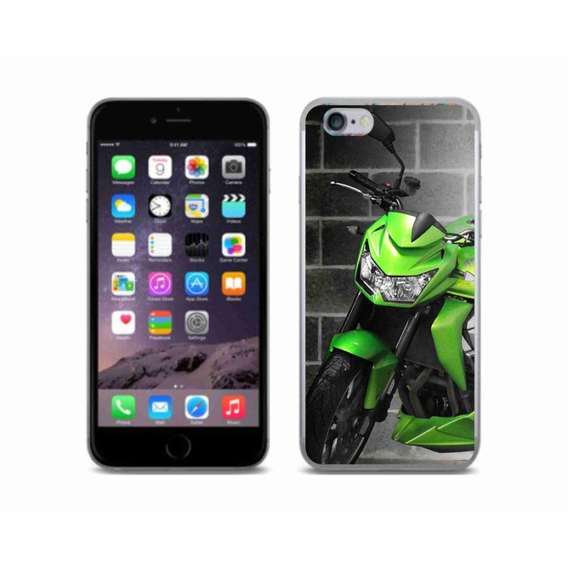 Gelový kryt mmCase na mobil iPhone 6/6S - zelená motorka