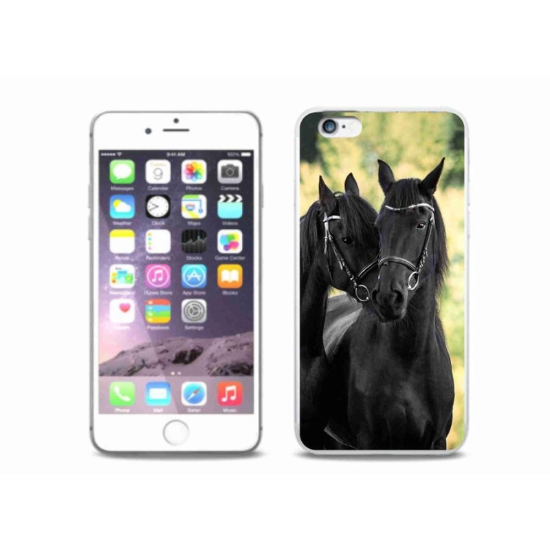 Gelový kryt mmCase na mobil iPhone 6 Plus/6S Plus - dva černí koně