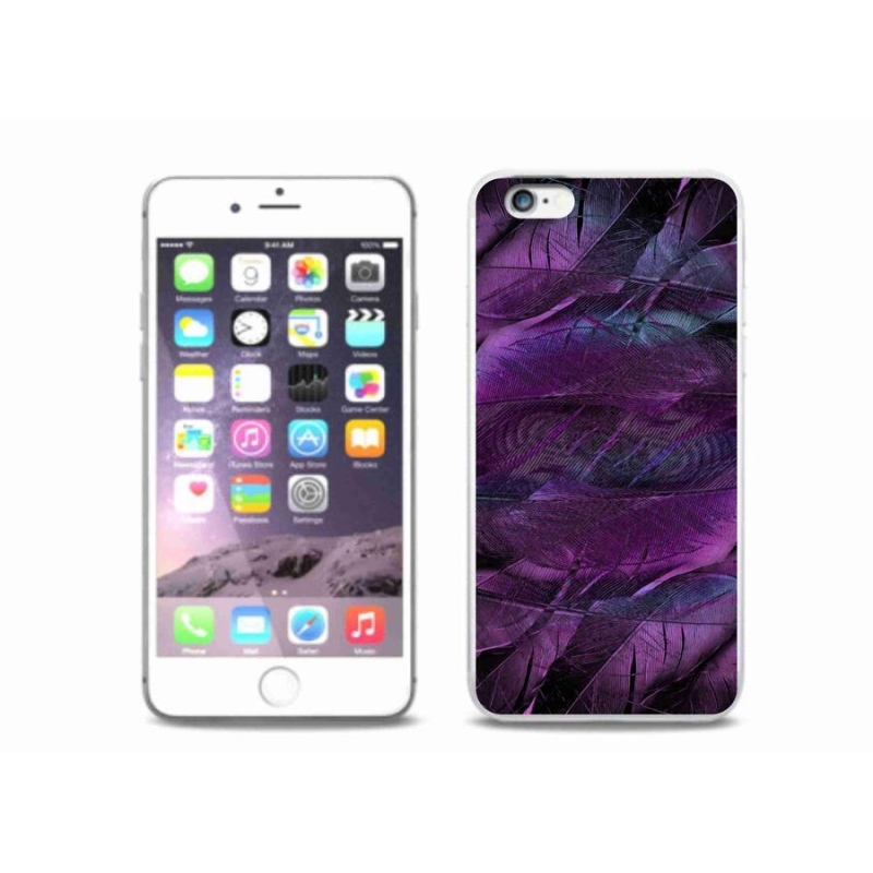 Gelový kryt mmCase na mobil iPhone 6 Plus/6S Plus - fialová pírka