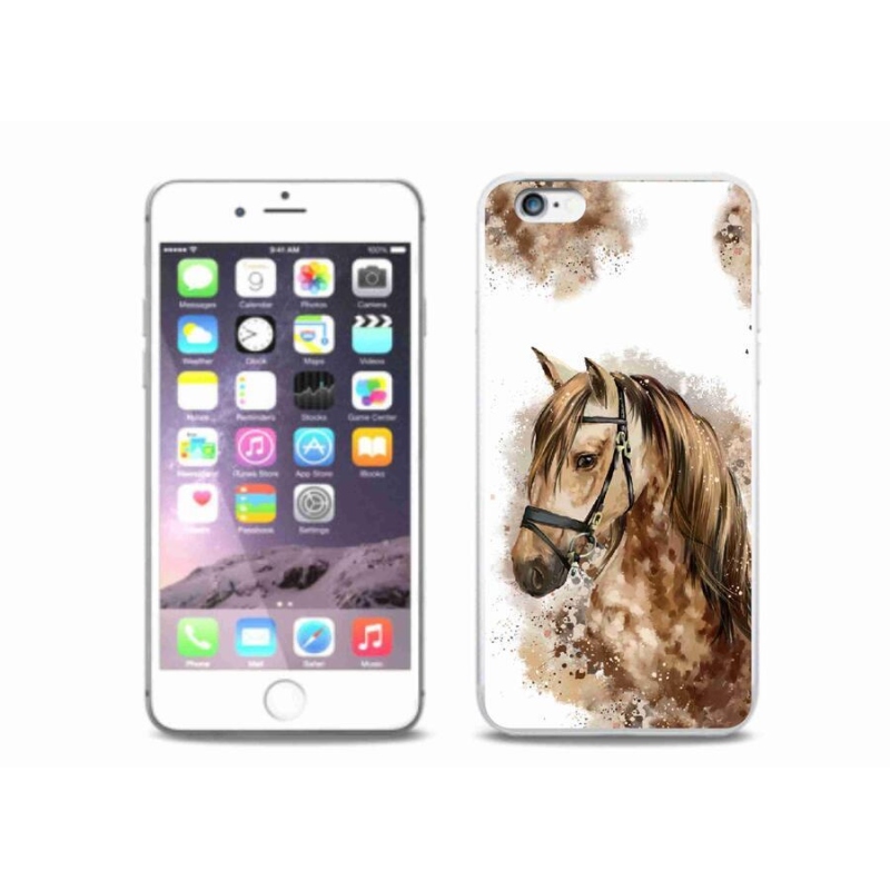 Gelový kryt mmCase na mobil iPhone 6 Plus/6S Plus - hnědý kreslený kůň
