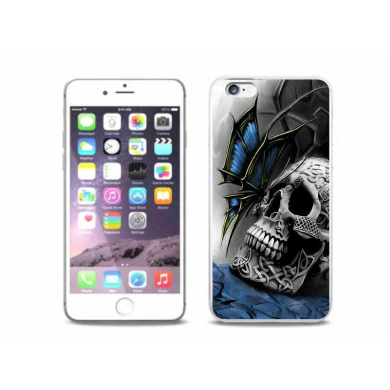 Gelový kryt mmCase na mobil iPhone 6 Plus/6S Plus - motýl a lebka