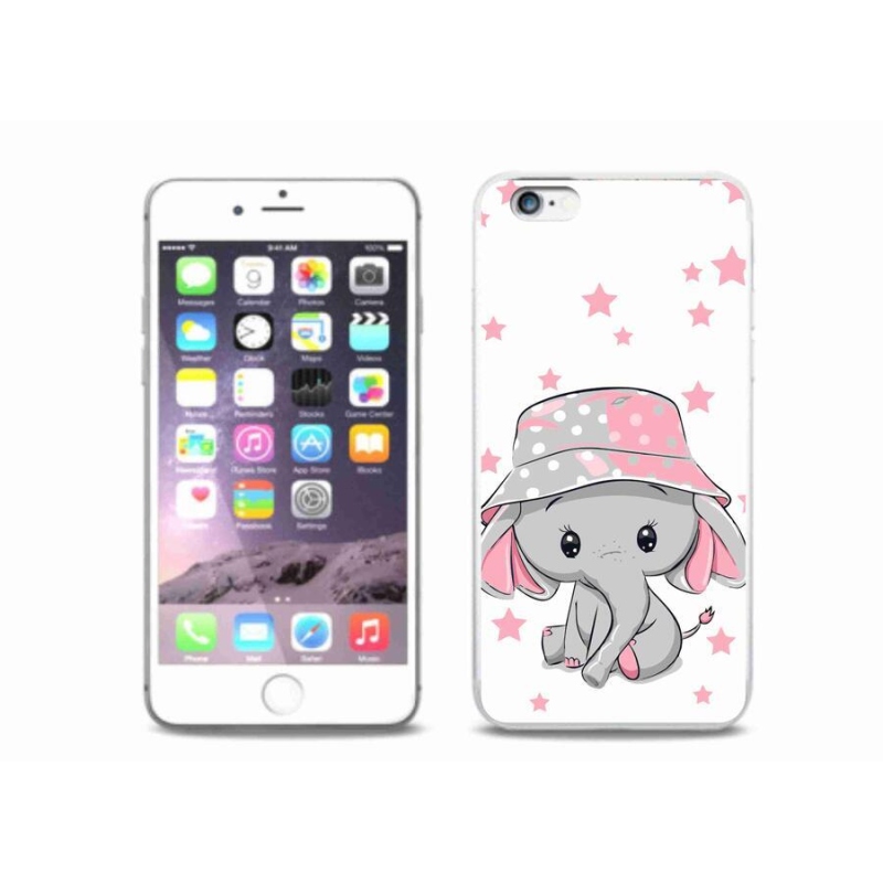 Gelový kryt mmCase na mobil iPhone 6 Plus/6S Plus - růžový slon