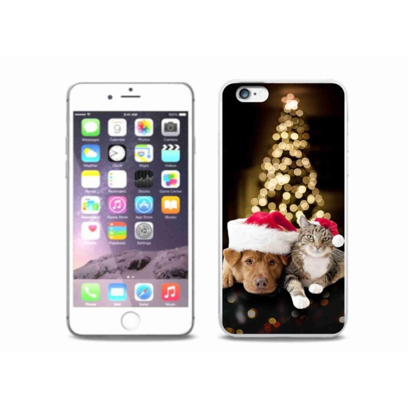 Gelový kryt mmCase na mobil iPhone 6 Plus/6S Plus - vánoční pes a kočka