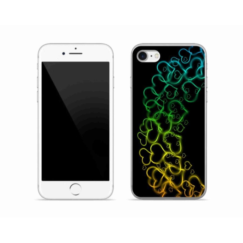 Gelový kryt mmCase na mobil iPhone 7 - barevná srdíčka