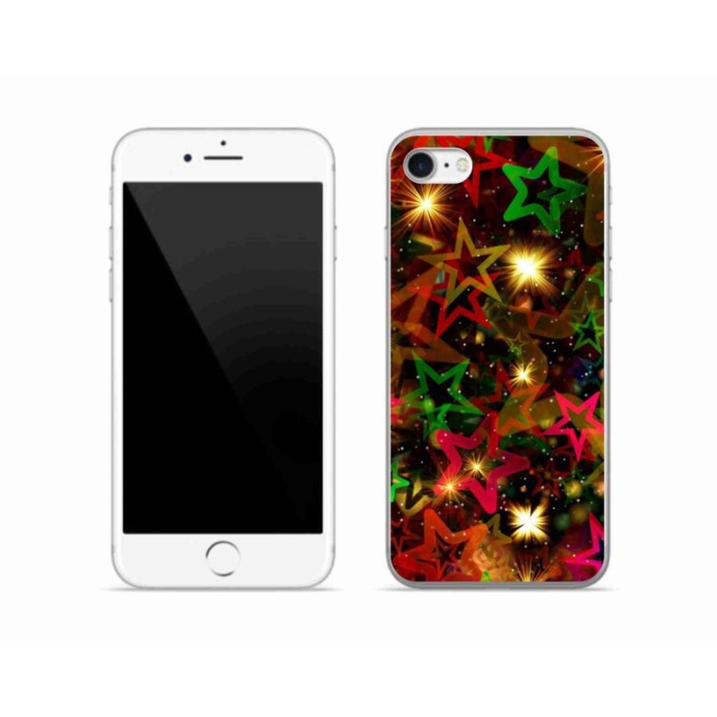Gelový kryt mmCase na mobil iPhone 7 - barevné hvězdičky