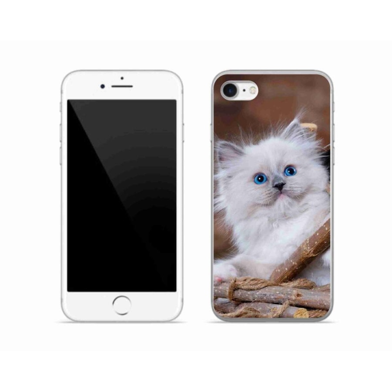 Gelový kryt mmCase na mobil iPhone 7 - bílé kotě