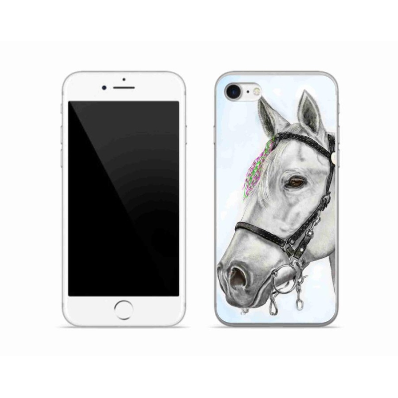 Gelový kryt mmCase na mobil iPhone 7 - bílý kůň 1